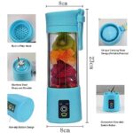 خلاط عصارة محمول بتصميم كوب لخلط الفواكه مع 6 شفرات ثلاثية الابعاد وشاحن بكابل USB لافضل مزج في المنزل سعة 380 مل ازرق 2000 واط - Image 3