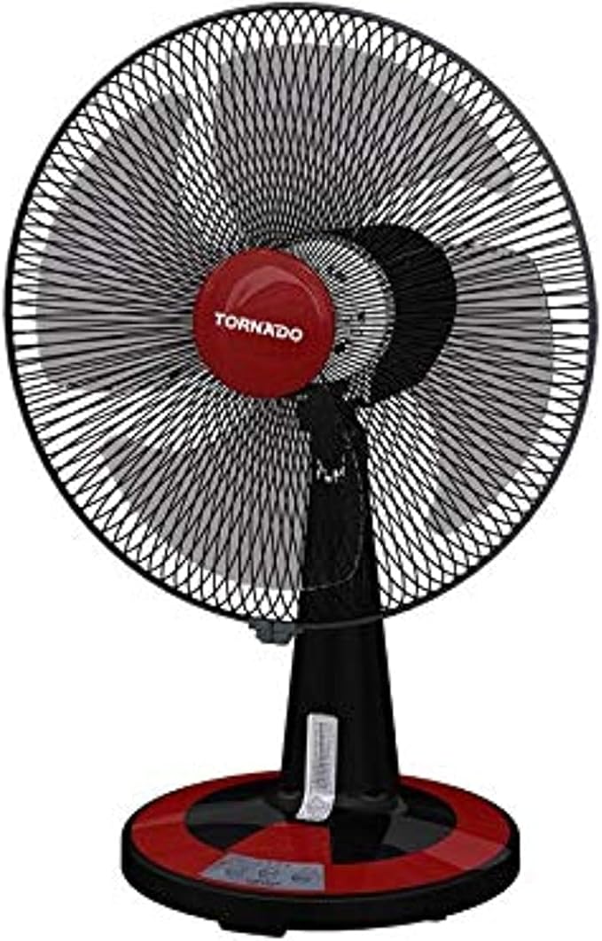 61WtScufJdL._AC_SX679_.jpg مروحة مكتب تورنيدو 16 بوصة، 4 ريش - 3 سرعات، أسود، 75.0 واط - الصورة 1