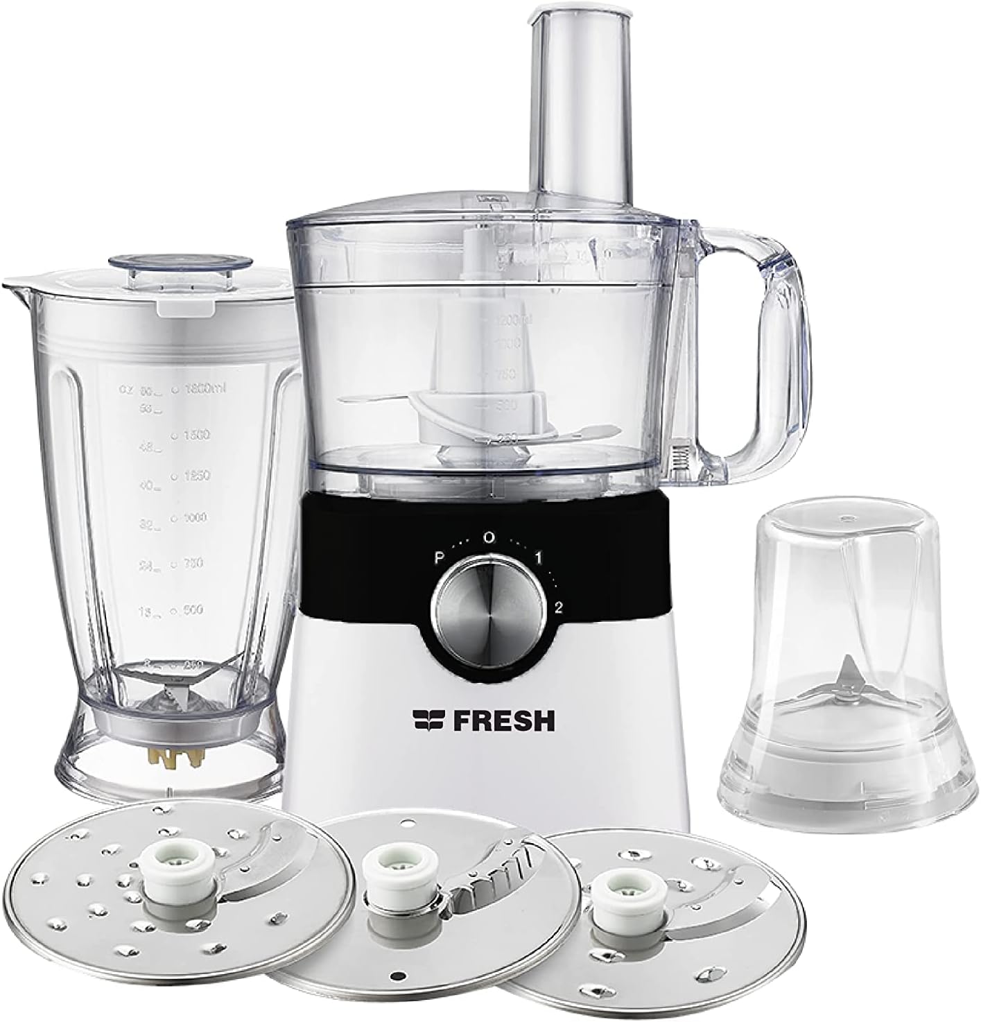 71nv5L2rMnL._AC_SL1500_ محضر طعام فريش، 1000 وات، 2 لتر، أسود وأبيض - FP402 - الصورة 1